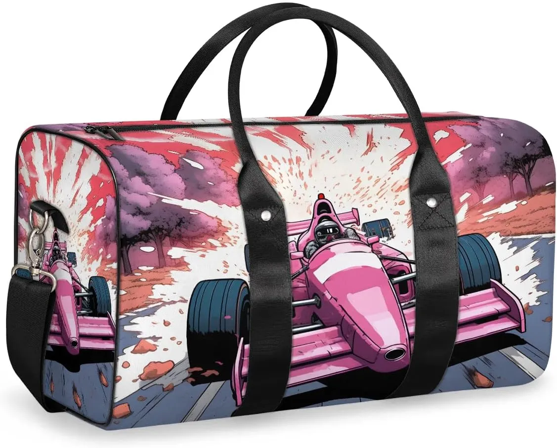 Cartoon Sports Car Travel Duffel Bag for Women Men Waterproof Foldable Overnight Weekender Bag Large Capacity Sports Gym Bag