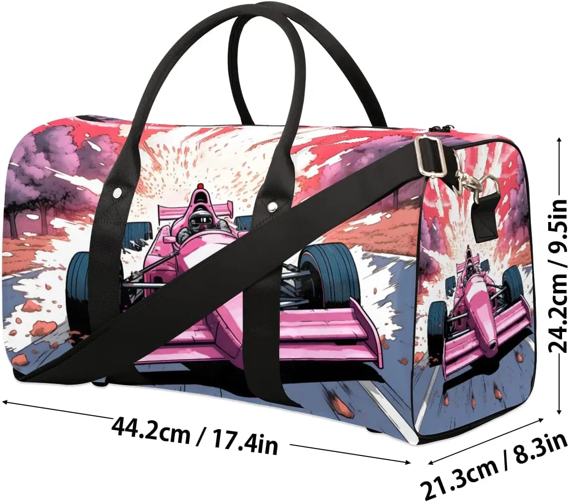 Cartoon Sports Car Travel Duffel Bag for Women Men Waterproof Foldable Overnight Weekender Bag Large Capacity Sports Gym Bag