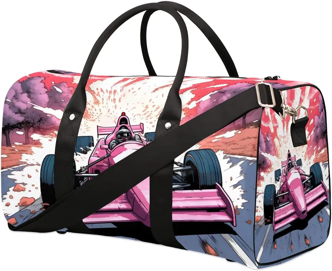 Cartoon Sports Car Travel Duffel Bag for Women Men Waterproof Foldable Overnight Weekender Bag Large Capacity Sports Gym Bag