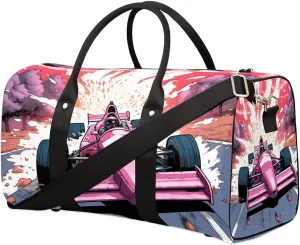 Cartoon Sports Car Travel Duffel Bag for Women Men Waterproof Foldable Overnight Weekender Bag Large Capacity Sports Gym Bag