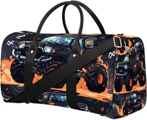 Cartoon Truck Car Travel Duffel Bag for Women Men Waterproof Foldable Overnight Weekender Bag Large Capacity Sports Gym Bag