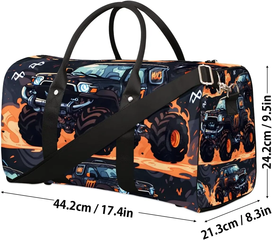 Cartoon Truck Car Travel Duffel Bag for Women Men Waterproof Foldable Overnight Weekender Bag Large Capacity Sports Gym Bag