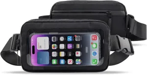 Case-Mate Fanny Pack Crossbody Bag for Women/Men - Touchscreen Compatible Travel Belt Bag w/Clear Phone Holder Pouch & Adjustable Strap for iPhone 16 Pro Max/iPhone 15 Pro Max/14 Pro Max/13/12 - Black