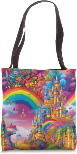 Castle Rainbow Fairytale Magical Princess Design Tote Bag