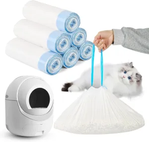 Cat Litter Bags 120 Count, 21.65"x11.8"Drawstring Close Litter Box Liners for Automatic Cat Litter Box,Cat Poop Bags,Easy to Clean,Heavy Duty Litter Robot Bags,Thick Litter Bags for Self-Cleaning Box