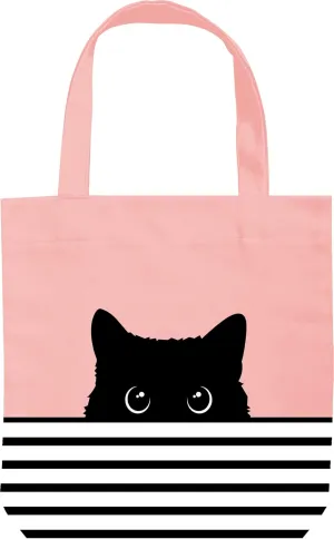 Cat Lover's Tote Bag - Large Pink Tote with Black Cat Design - Reusable Shopping Bag for Women - Hello Kitty Gift