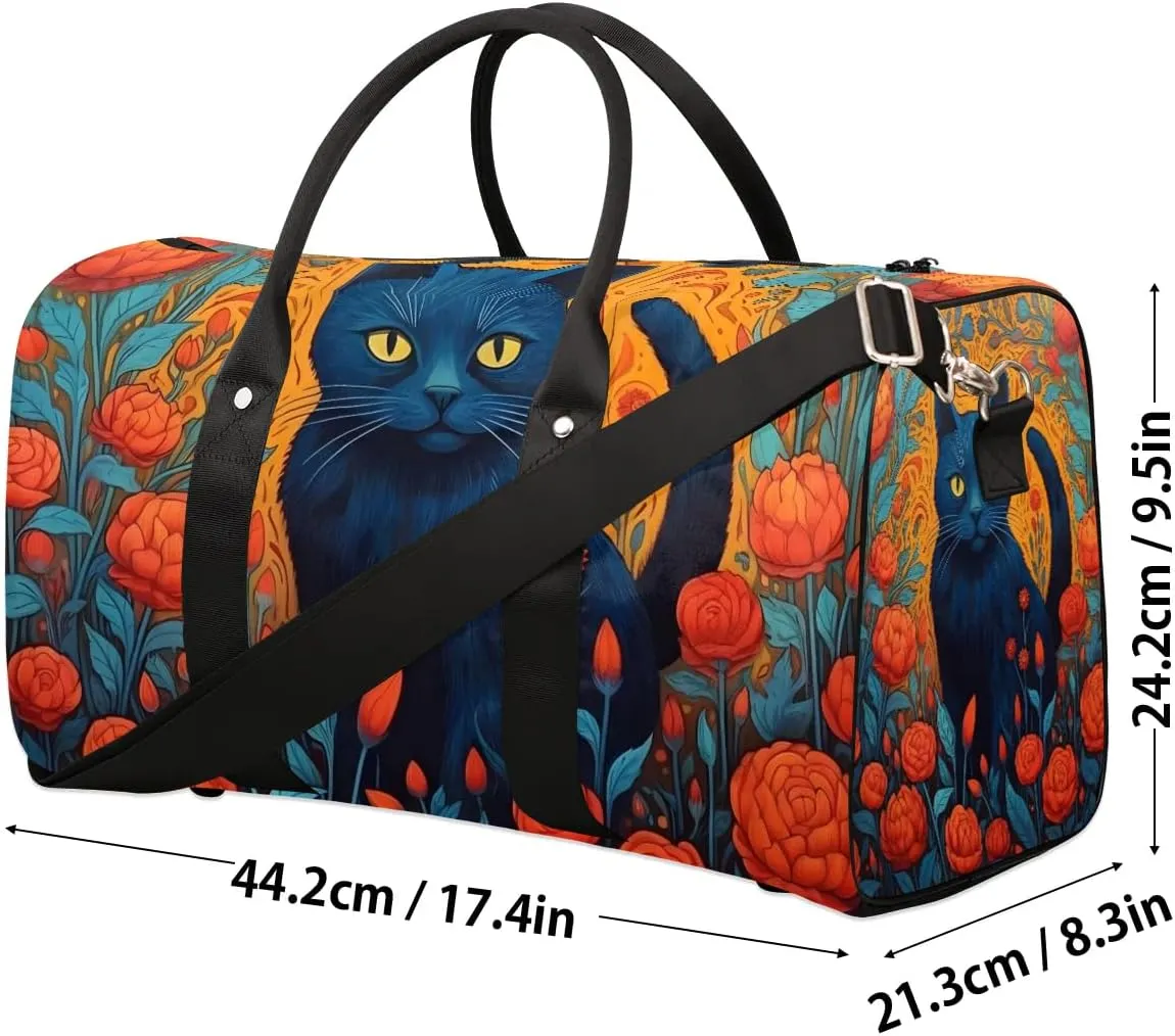 Cat Print Travel Duffel Bag for Women Men Waterproof Foldable Overnight Weekender Bag Large Capacity Sports Gym Bag