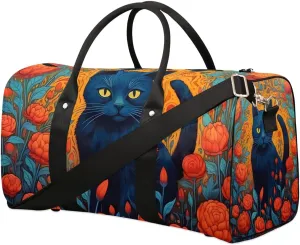 Cat Print Travel Duffel Bag for Women Men Waterproof Foldable Overnight Weekender Bag Large Capacity Sports Gym Bag