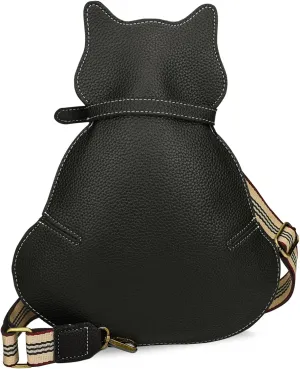 Cat Purse Crossbody Handbags for Women Men Cat Sling Bag Women's Crossbody Bags Black Cross Body Purses Travel Shoulder Bag with Adjustable Strap Fanny Chest Bag Trendy Over The Shoulder Bag