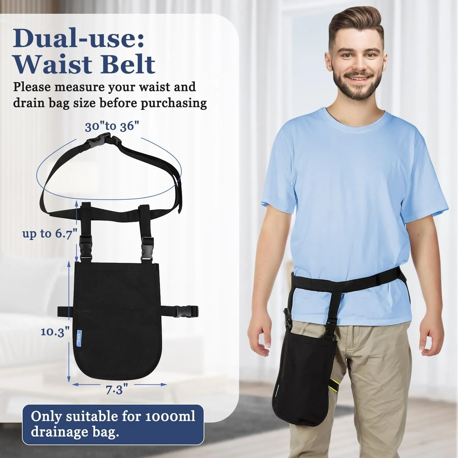 Catheter Bag Urinary Drainage Foley Catheter Bag Cover Holder Dual-Use Urine Drain Leg Bag With Adjustable Waist And Shoulder Belt