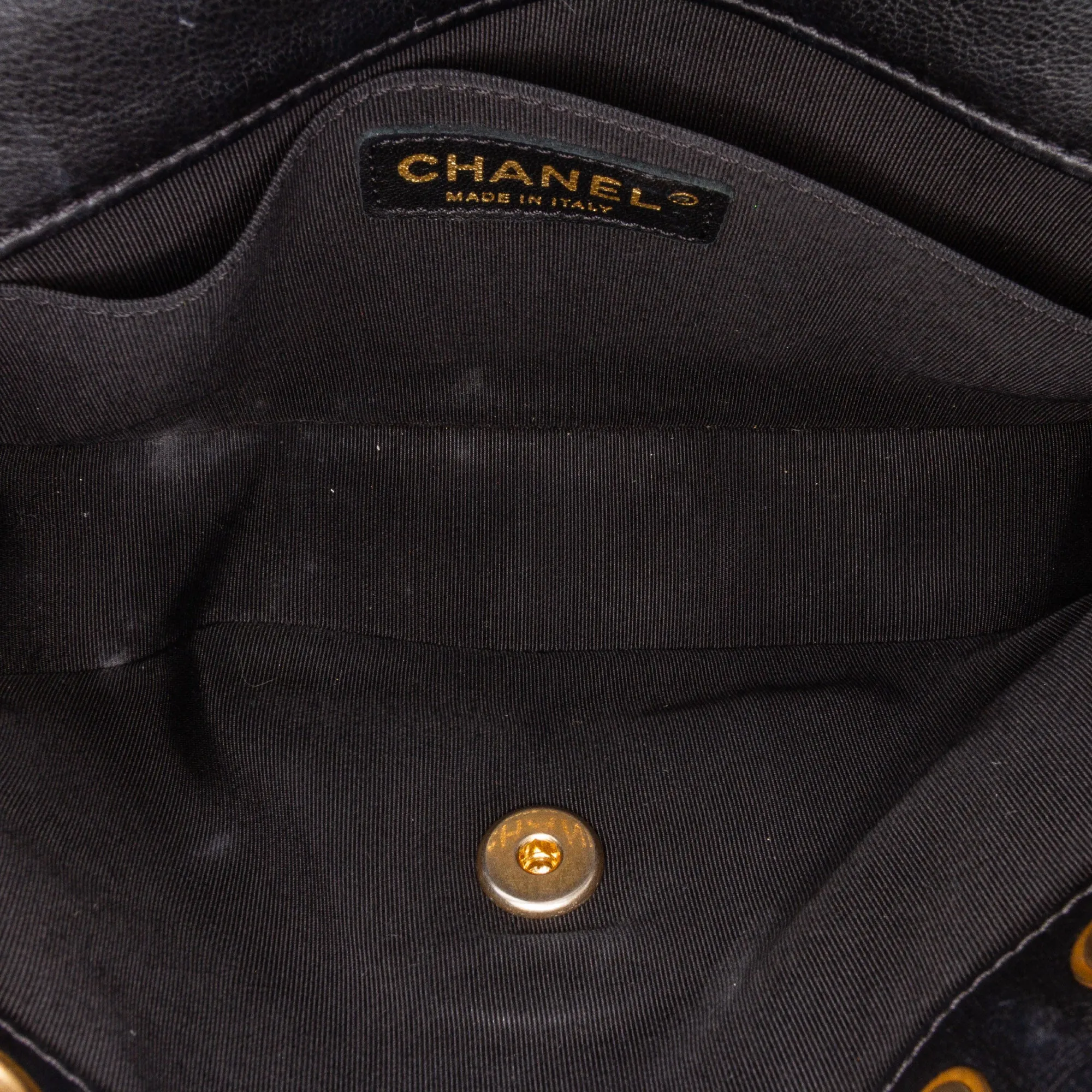 CC Chevron Calfskin Round Flap Satchel