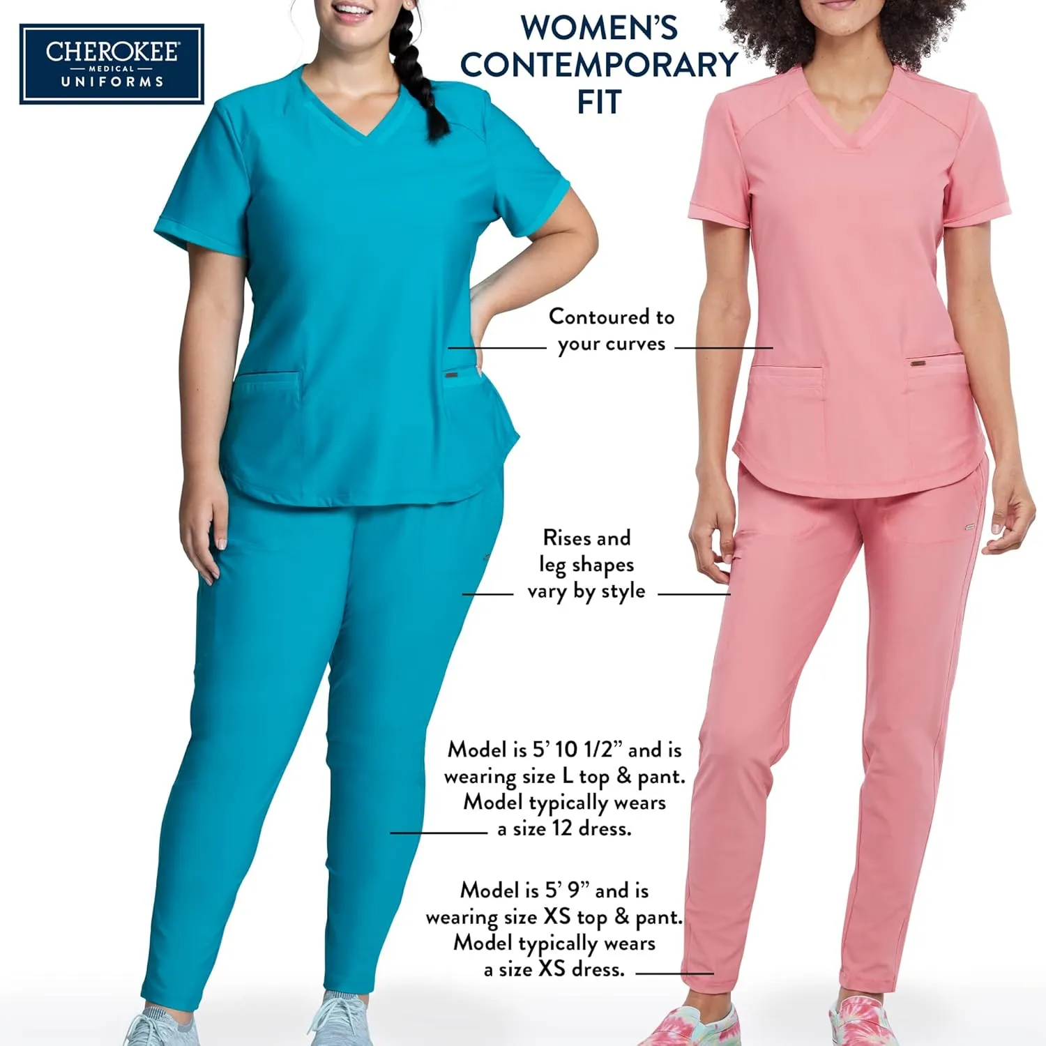 Cherokee Scrubs for Women Pant with Mid Rise Tapered Leg Drawstring Moisture Wicking Easy Care & 360° Stretch Fabric - CK092