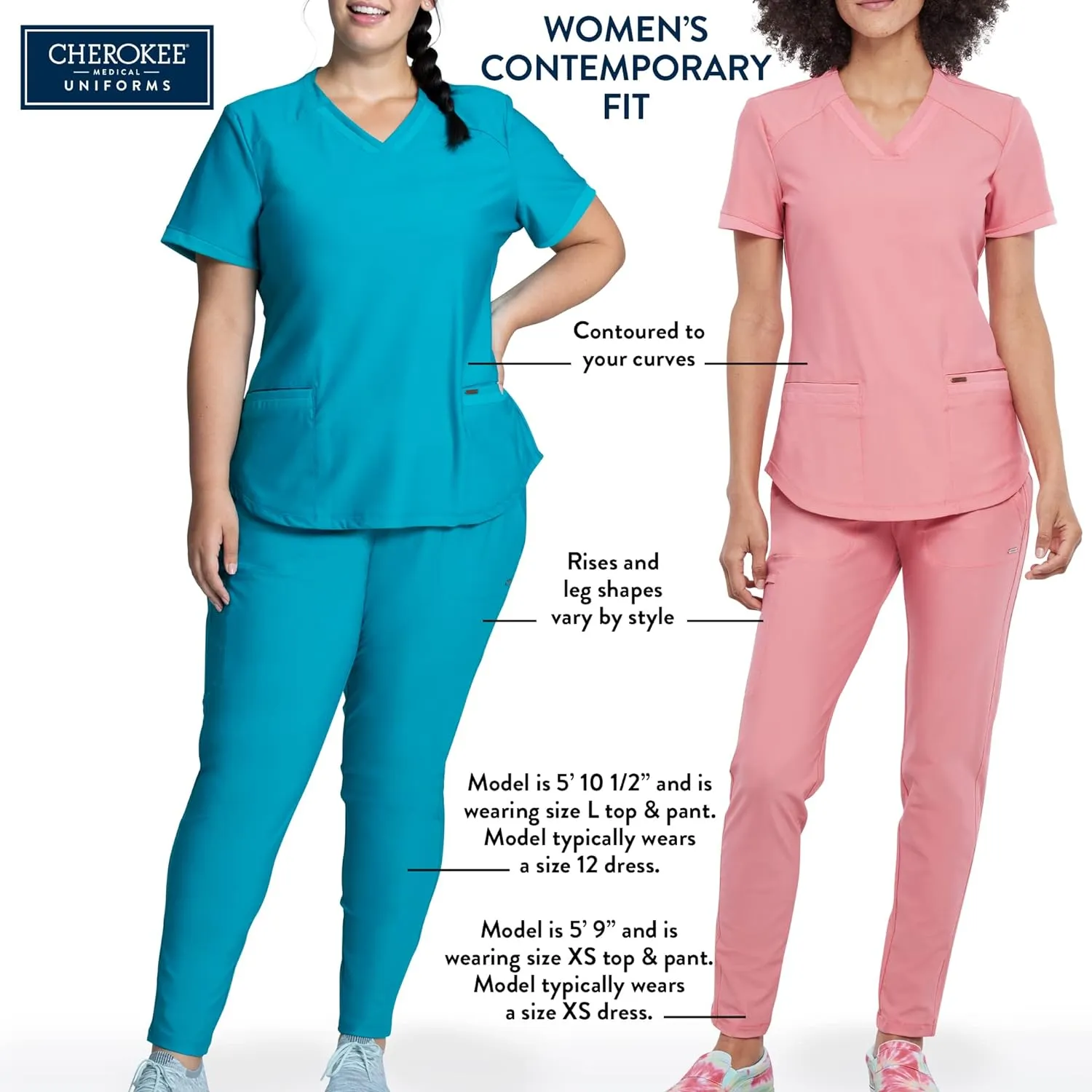 Cherokee Scrubs for Women Pant with Mid Rise Tapered Leg Drawstring Moisture Wicking Easy Care & 360° Stretch Fabric - CK092