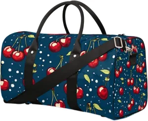 Cherry Pattern Design Travel Duffel Bag for Women Men Waterproof Foldable Overnight Weekender Bag Large Capacity Sports Gym Bag