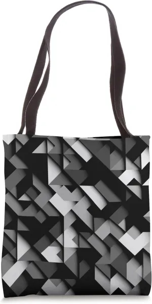 Chic & Unique Pattern of Black & White Polygons Tote Bag