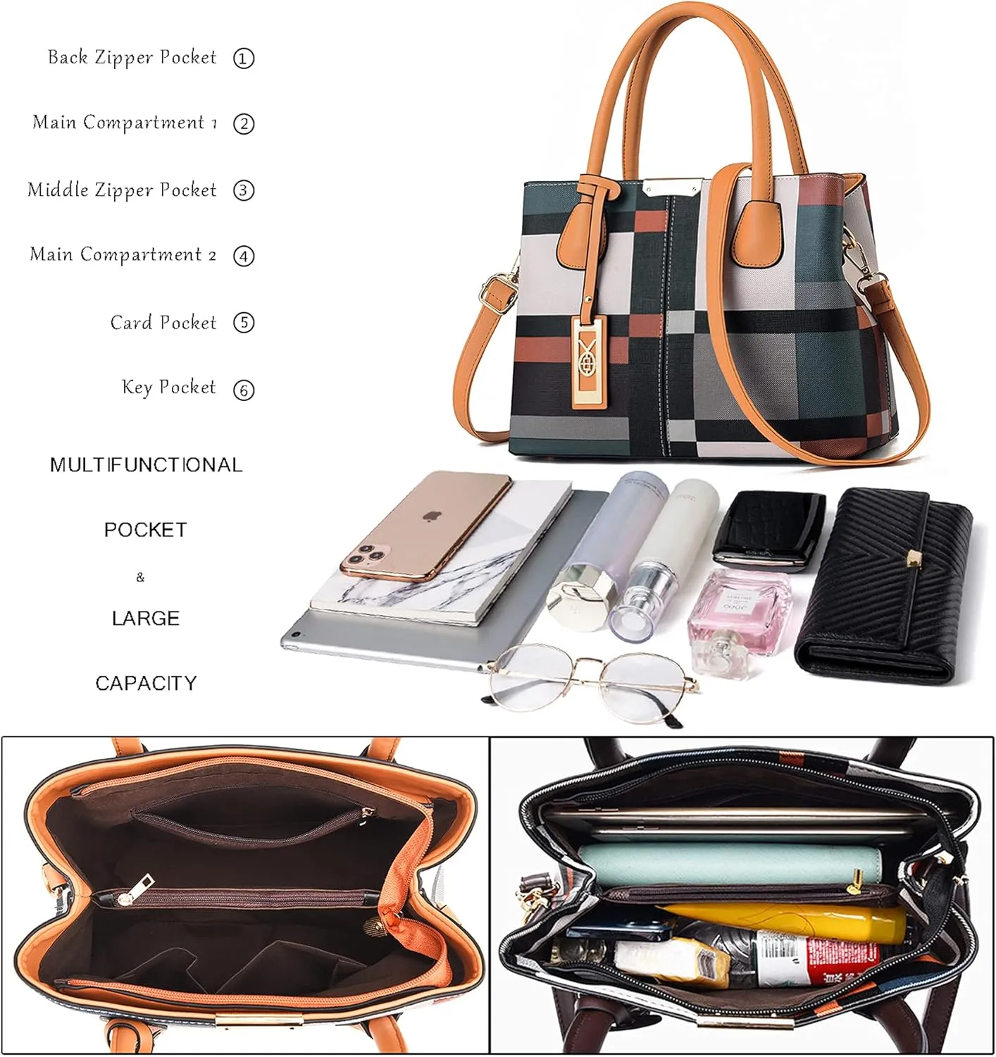 CHICAROUSAL Purses and Handbags for Women Leather Crossbody Bags Women's Tote Shoulder Bag