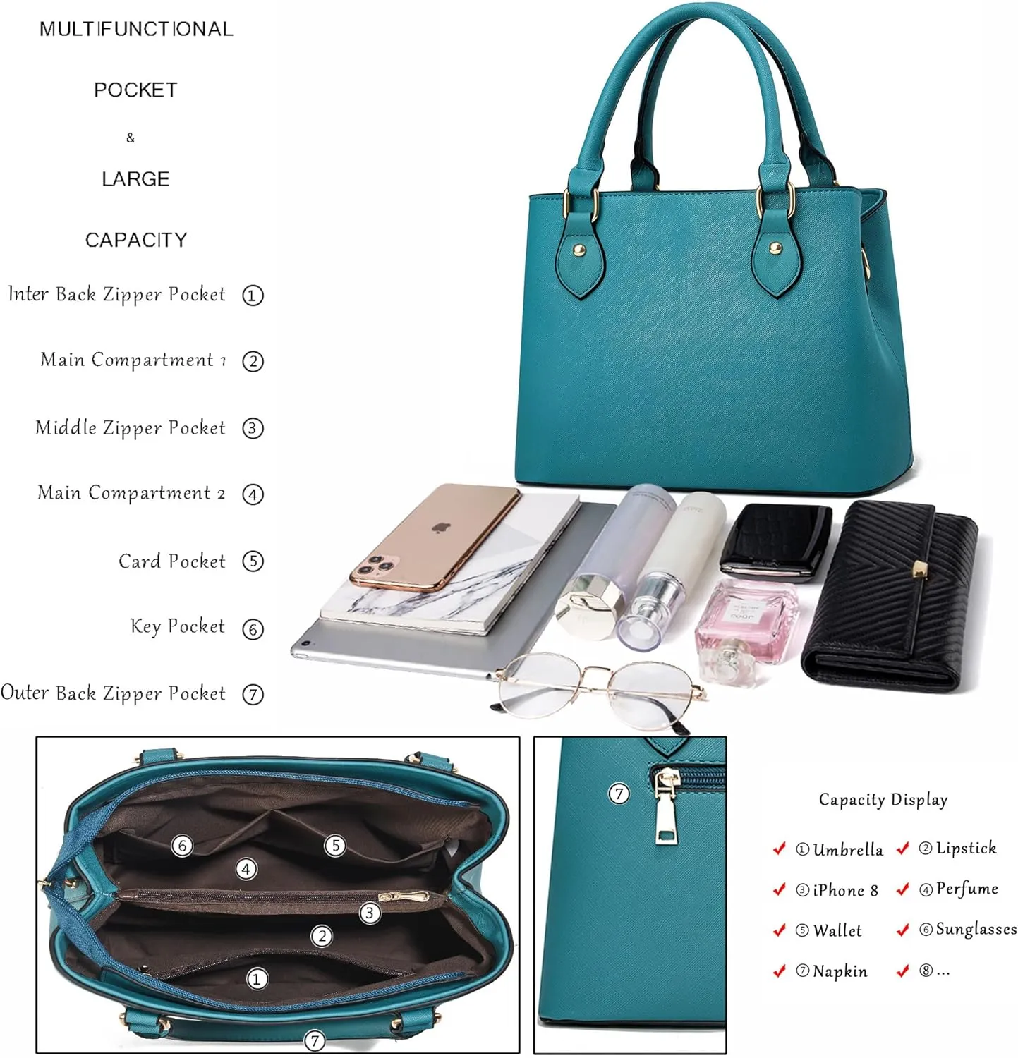 CHICAROUSAL Purses and Handbags for Women Leather Crossbody Bags Women's Tote Shoulder Bag