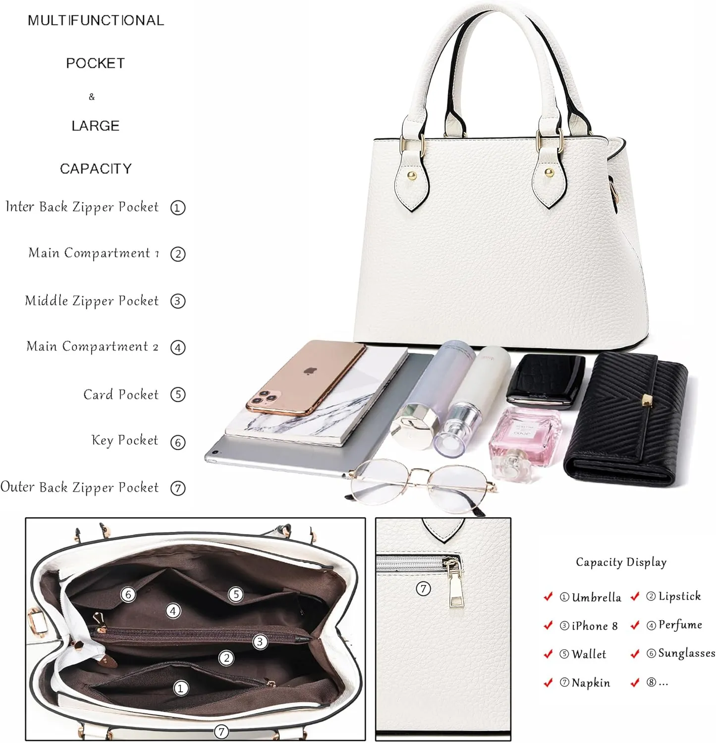 CHICAROUSAL Purses and Handbags for Women Leather Crossbody Bags Women's Tote Shoulder Bag
