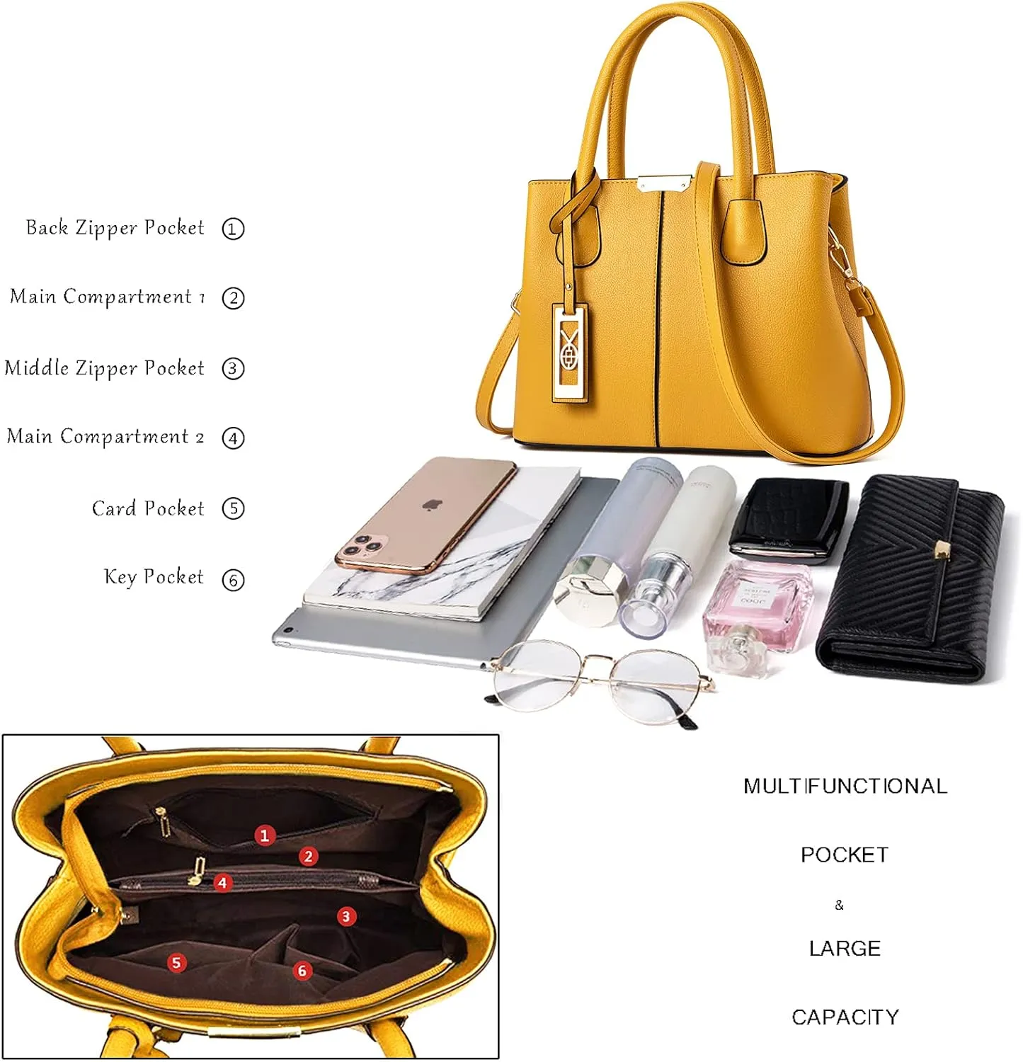 CHICAROUSAL Purses and Handbags for Women Leather Crossbody Bags Women's Tote Shoulder Bag