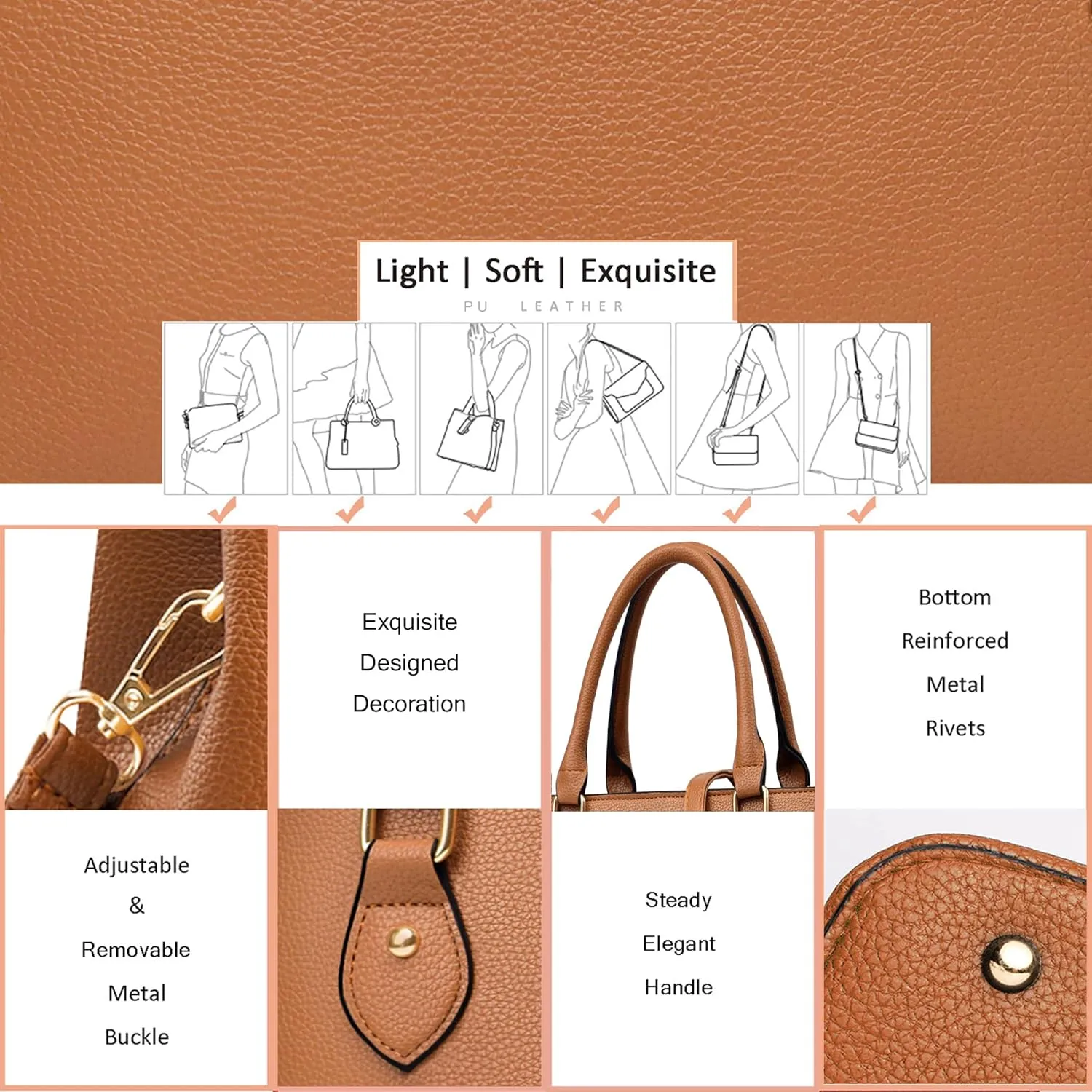 CHICAROUSAL Purses and Handbags for Women Leather Crossbody Bags Women's Tote Shoulder Bag