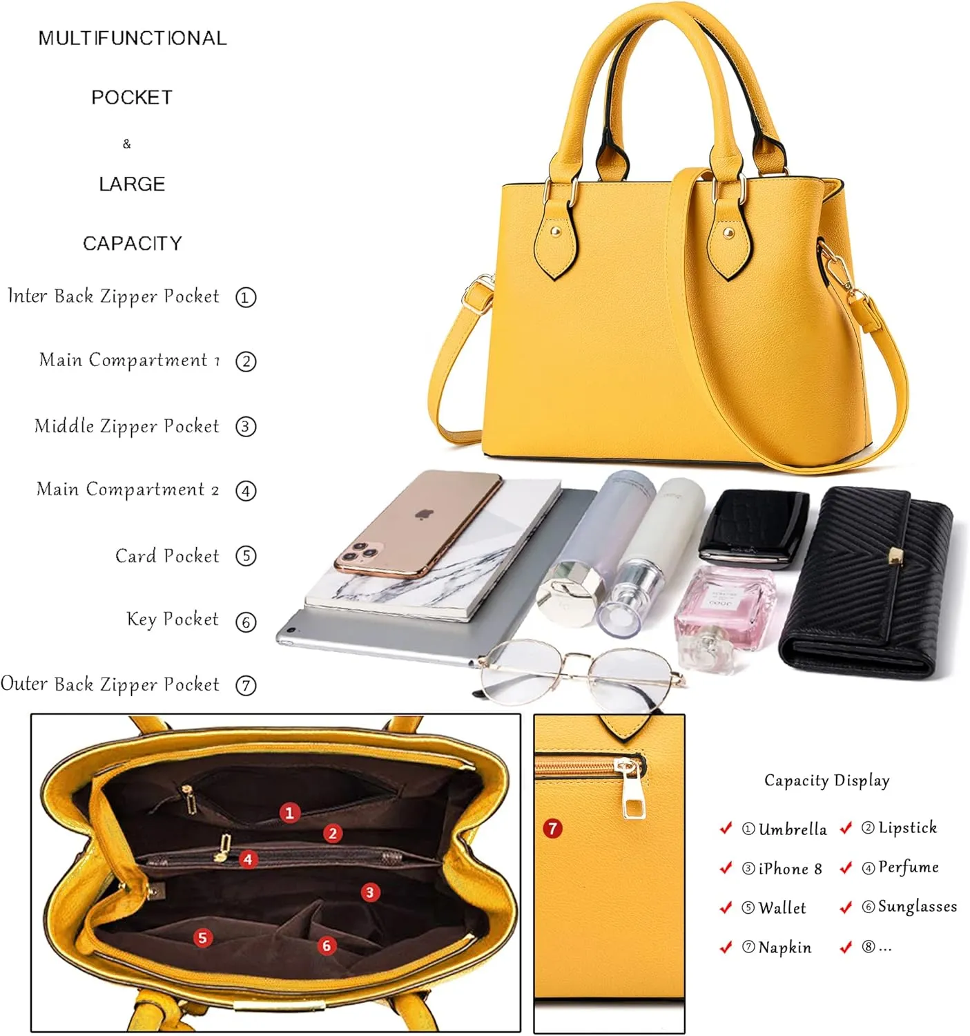 CHICAROUSAL Purses and Handbags for Women Leather Crossbody Bags Women's Tote Shoulder Bag