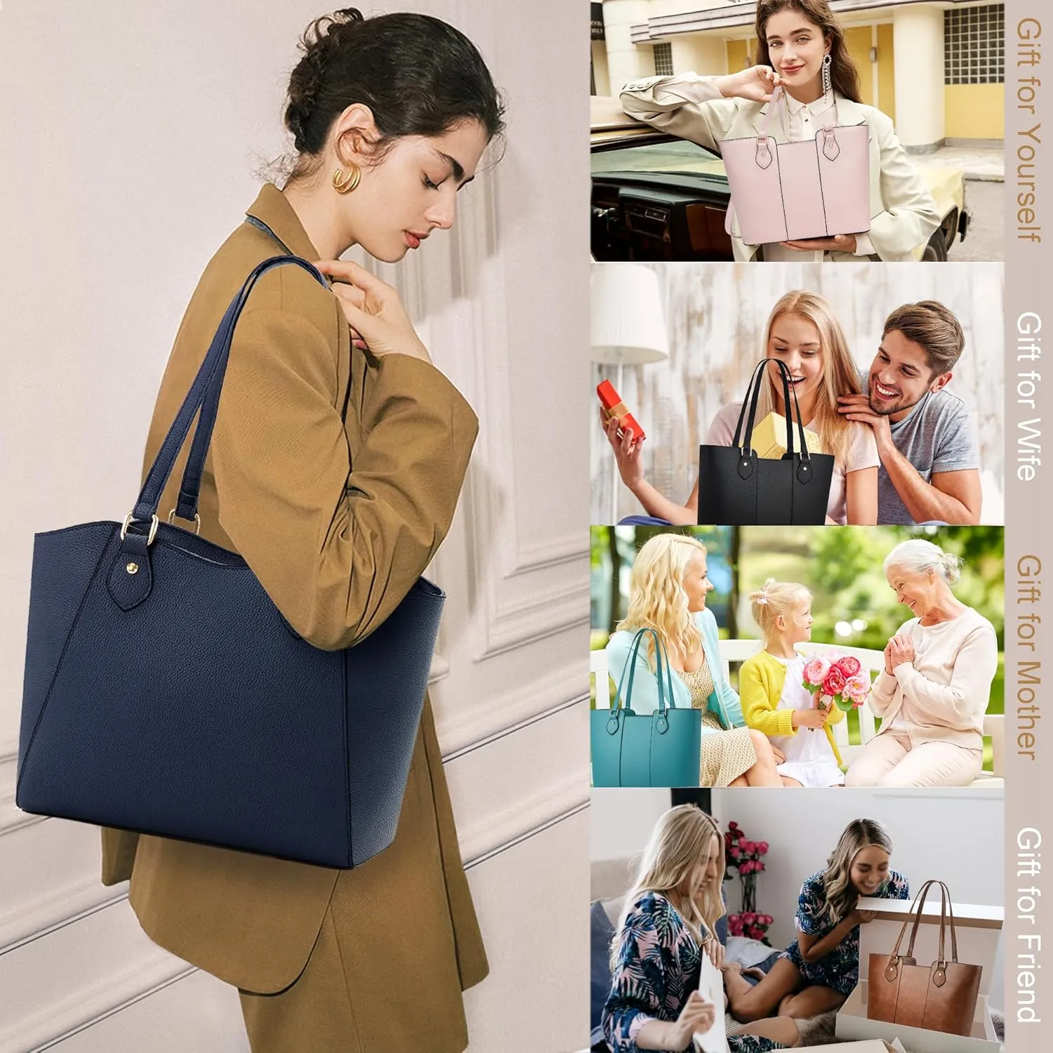 CHICAROUSAL Tote Bag for Women Large Handbags and Purses for Women PU Leather Womens Shoulder Bags