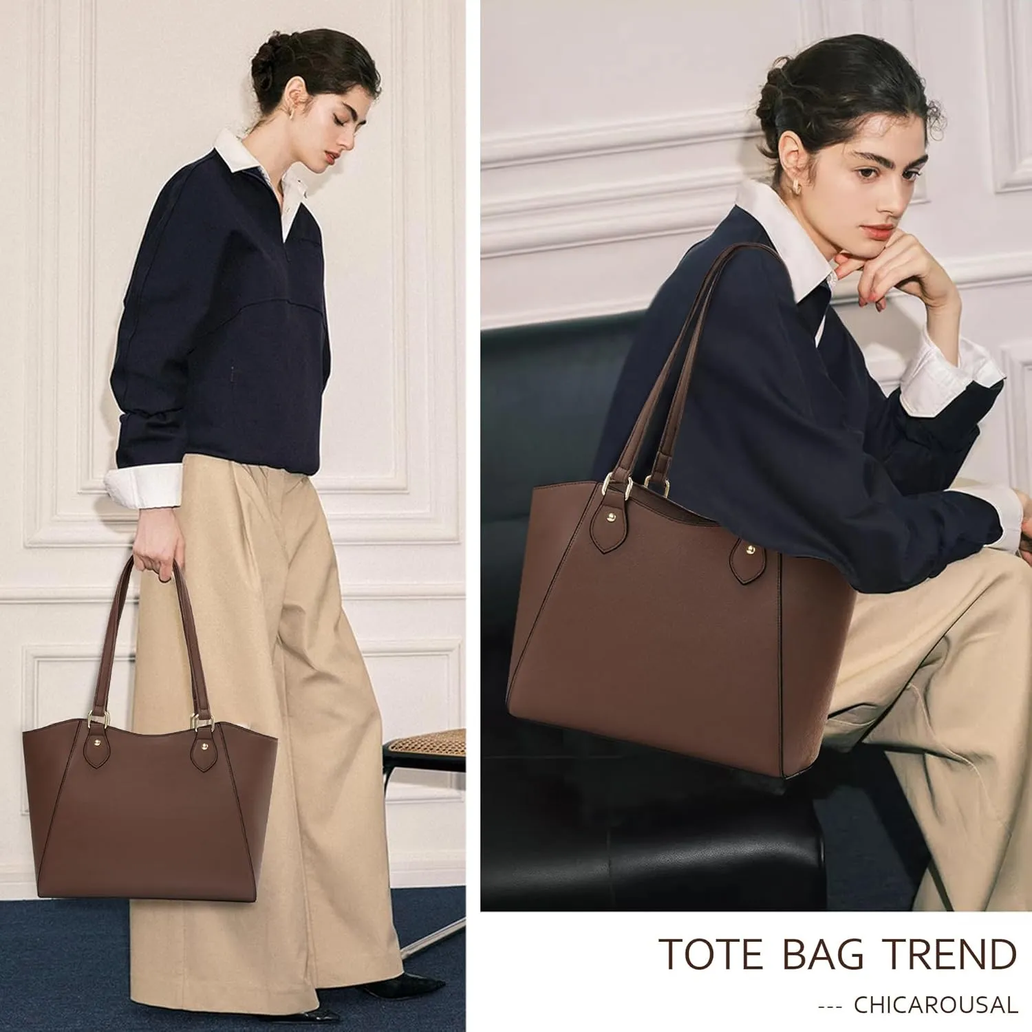 CHICAROUSAL Tote Bag for Women Large Handbags and Purses for Women PU Leather Womens Shoulder Bags