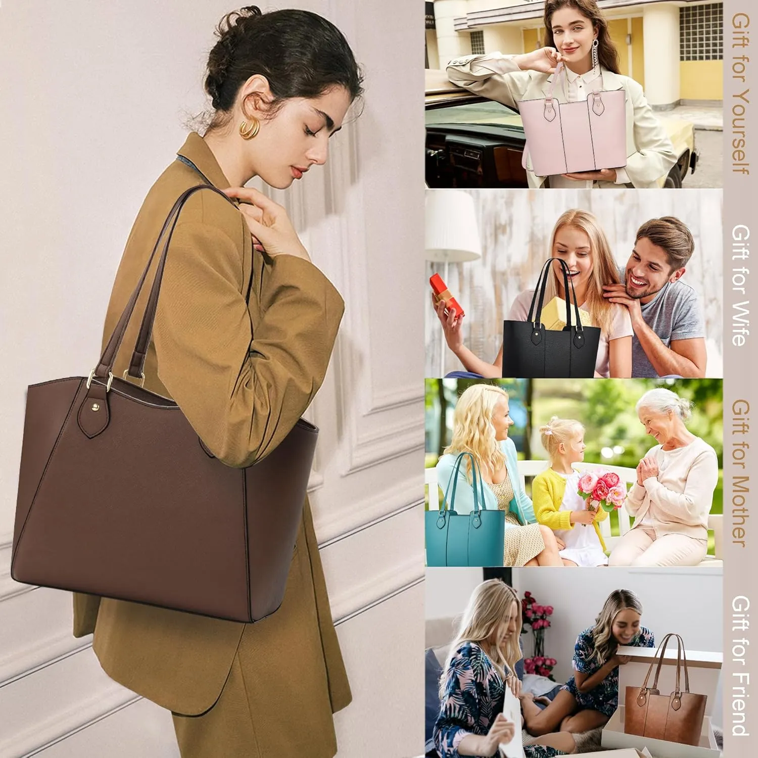 CHICAROUSAL Tote Bag for Women Large Handbags and Purses for Women PU Leather Womens Shoulder Bags