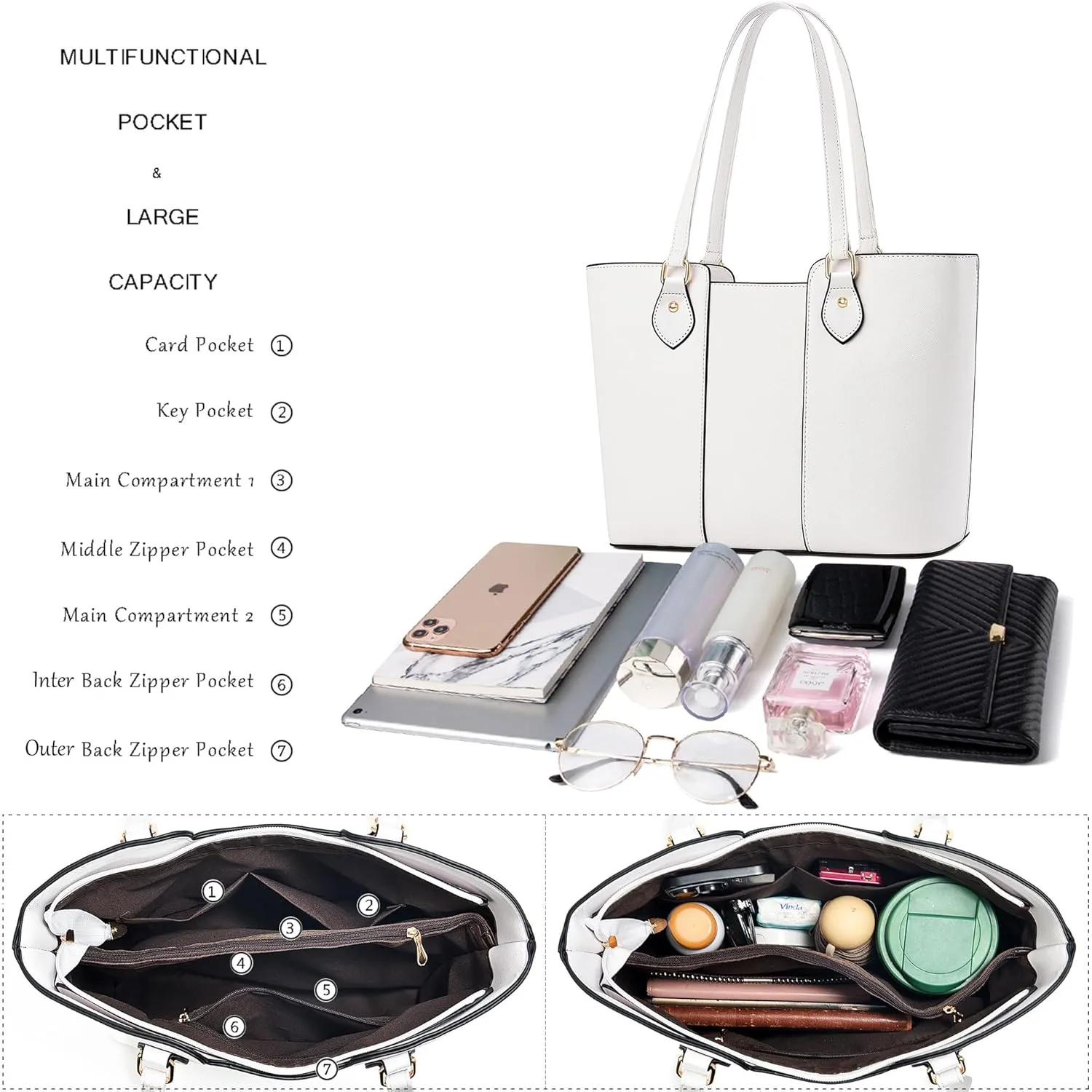 CHICAROUSAL Tote Bag for Women Large Handbags and Purses for Women PU Leather Womens Shoulder Bags