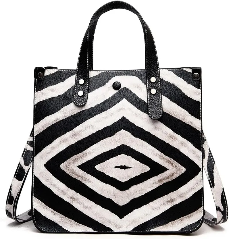 Chikencall Women 2Pcs Handbag and Purses Leopard Zebra Cows Deer Print Pattern Tote Leather Shoulder Satchel