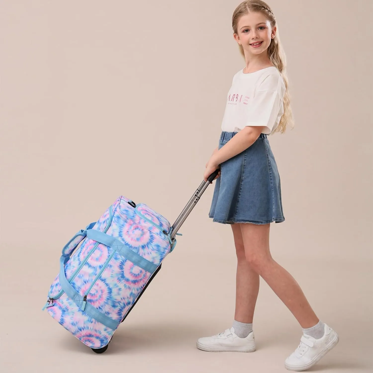 Choco Mocha Girls Galaxy Suitcase with Wheels Kids Purple Rolling Duffle Bag for Camping Teen Girls Toddler Luggage Bag for Travel, 22inch