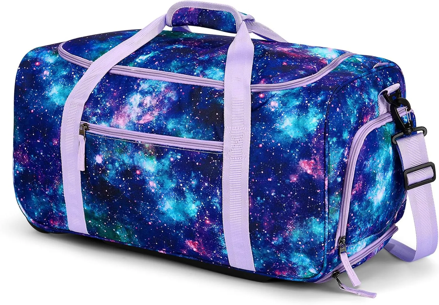 Choco Mocha Girls Galaxy Suitcase with Wheels Kids Purple Rolling Duffle Bag for Camping Teen Girls Toddler Luggage Bag for Travel, 22inch