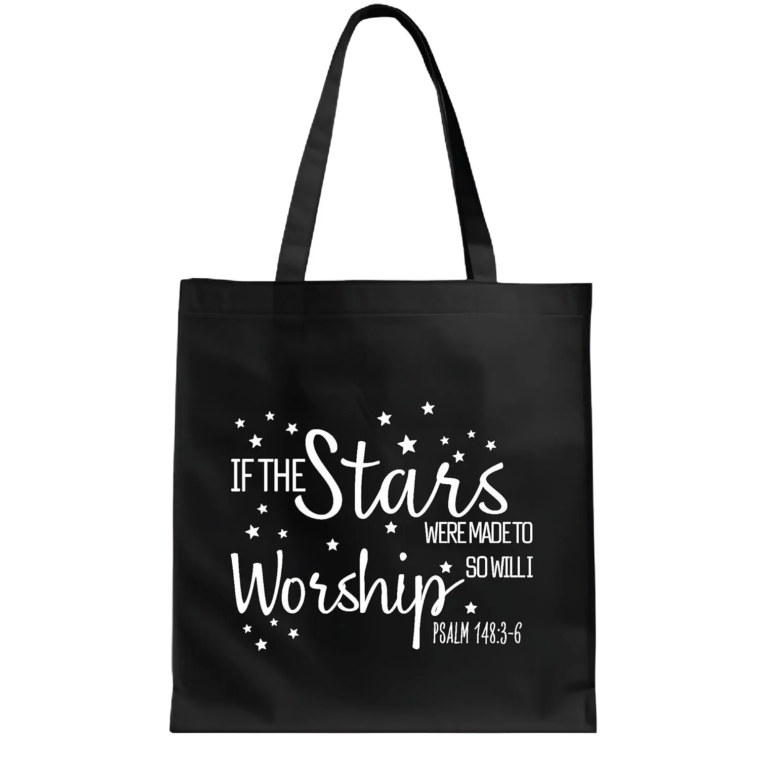 Christian Gift Idea Worship with Scripture Faith Navy Black Multicolor Canvas Tote Bag
