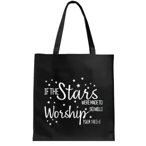Christian Gift Idea Worship with Scripture Faith Navy Black Multicolor Canvas Tote Bag