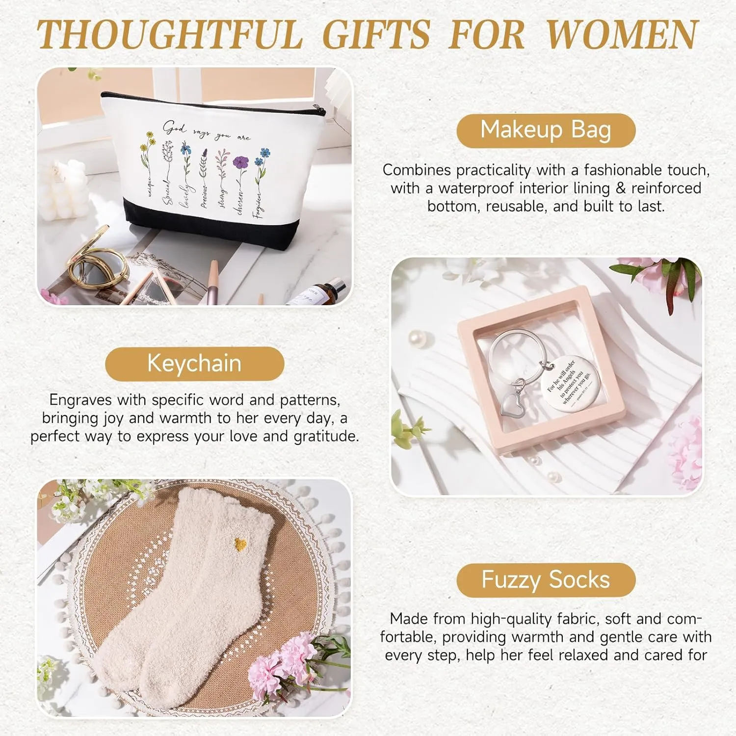 Christian Gifts for Women Faith, Inspirational Religious Gifts for Women Mom Grandma Sister Friends Encouragement Gift Basket with Canvas Tote Bag 16oz Can Glass, Unique Birthday Christmas Gift Ideas