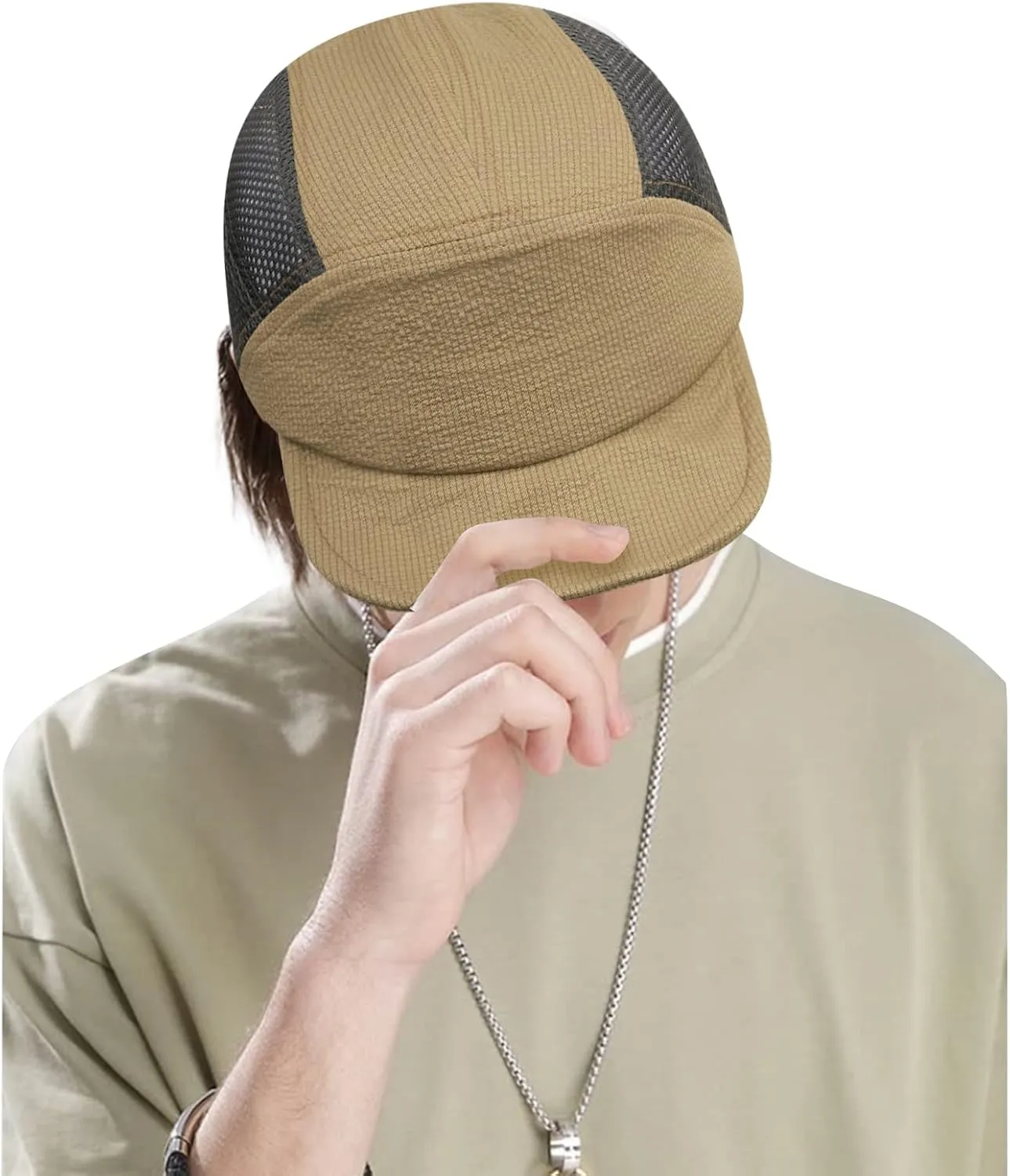 CLAPE Men Quick Dry Baseball Cap 5 Panel Hat Lightweight Trucker Mesh Hats Workout Dad Hat Running Outdoor Sports Cap