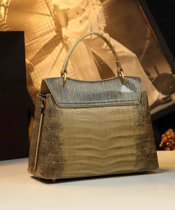 Classy White Embossed Large Capacity Calf Leather Tote Handbag