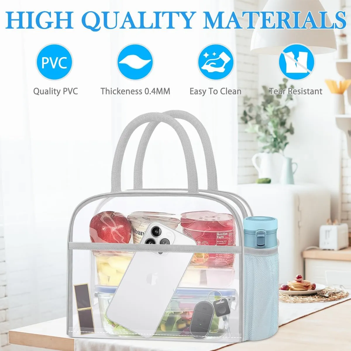 Clear Bag Stadium Approved, Lunch Bag Lunch Box for Women Men Reusable Insulated Lunch Tote Bag