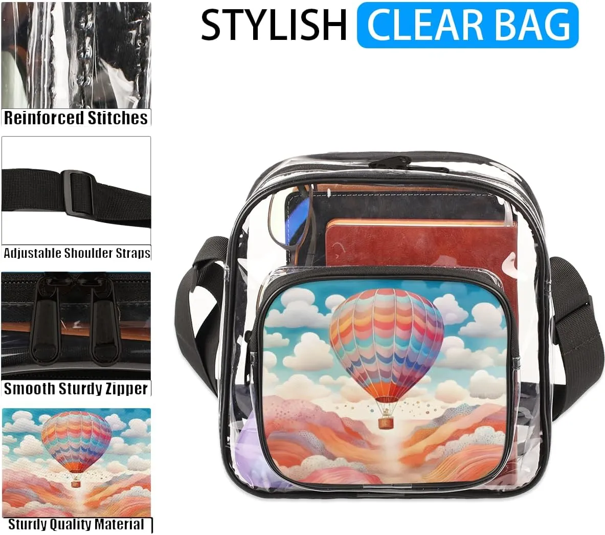 Clear Crossbody Purse Bag Clear Messenger Shoulder Bags See Through Transparent Purse