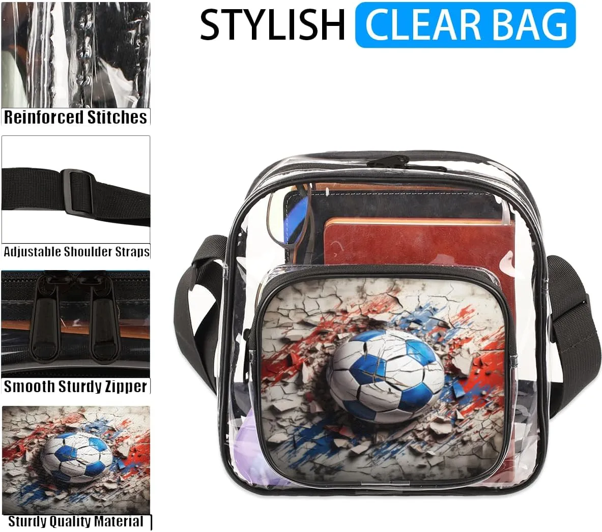 Clear Crossbody Purse Bag Clear Messenger Shoulder Bags See Through Transparent Purse