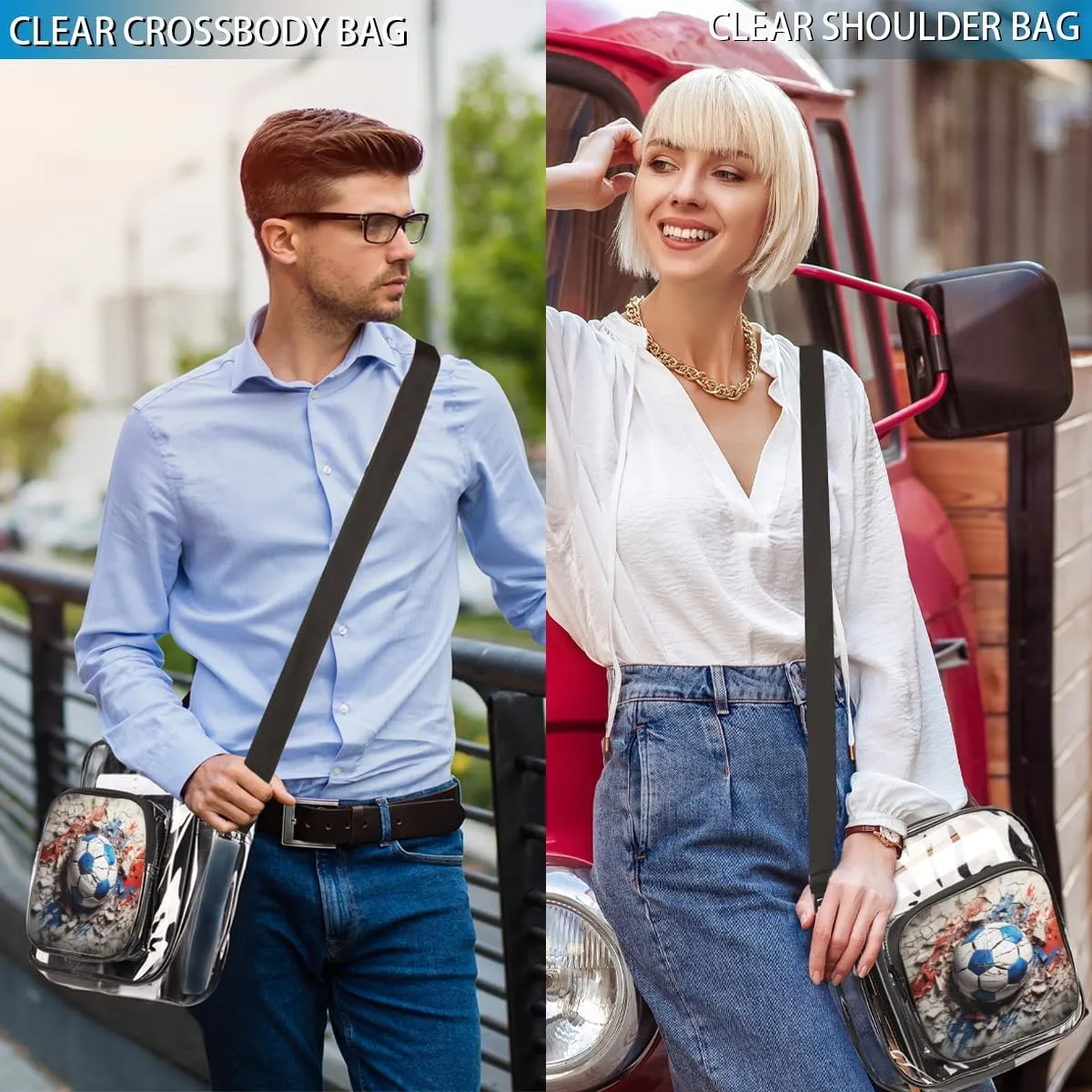 Clear Crossbody Purse Bag Clear Messenger Shoulder Bags See Through Transparent Purse
