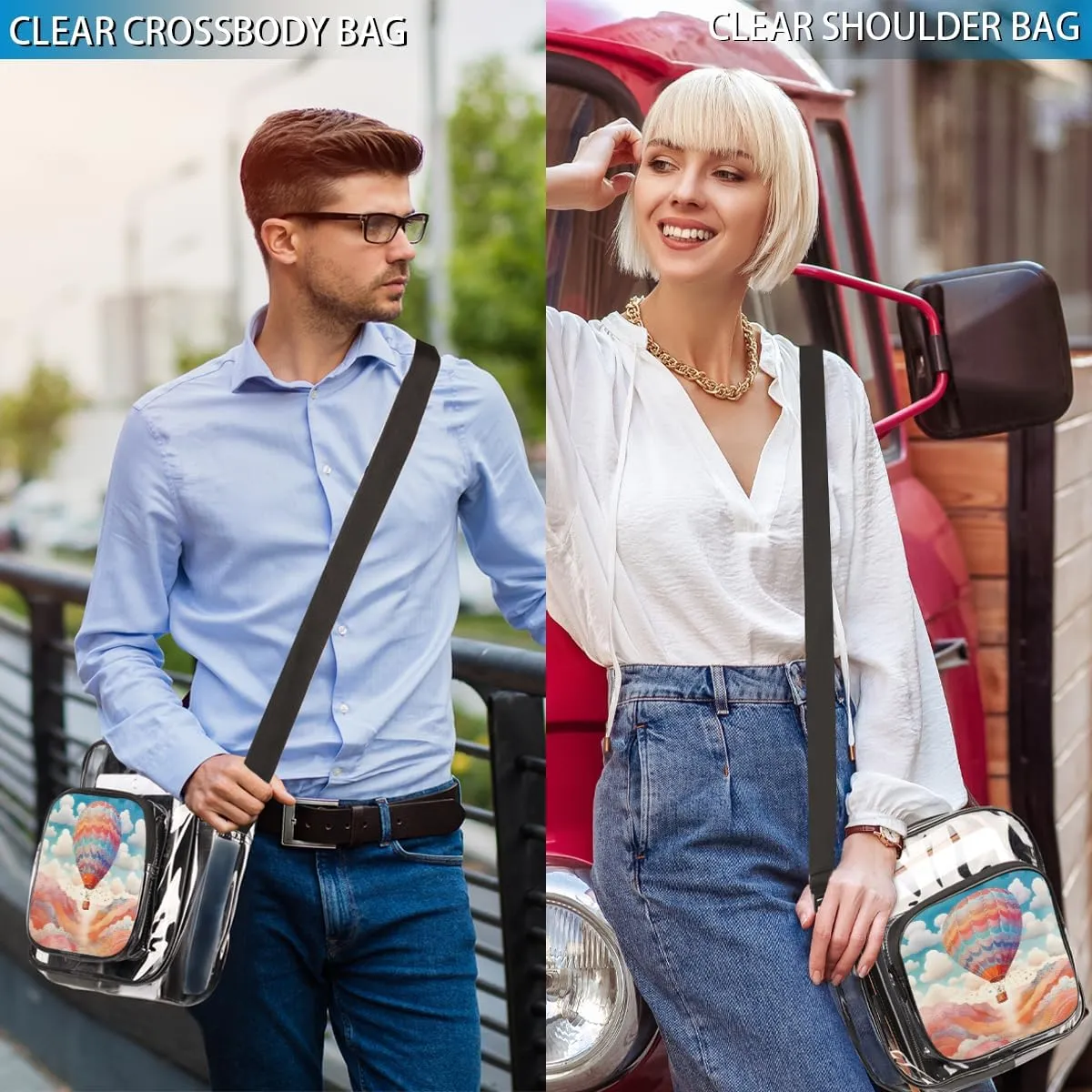 Clear Crossbody Purse Bag Clear Messenger Shoulder Bags See Through Transparent Purse