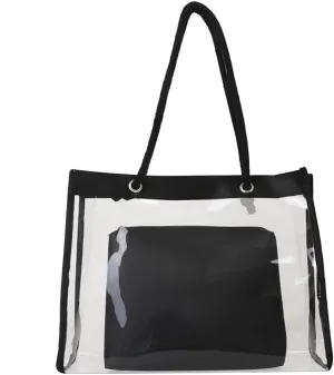 Clear Tote Bag for Women, 2 in 1 Clear Tote for Work, Shoulder Bag with Large Zipper Pouch,See Through Beach Bag