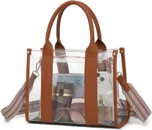 Clear Tote Bag Stadium Approved Crossbody Clear Bag for Stadium Events Clear Purse Handbag for Women with Adjustable Strap
