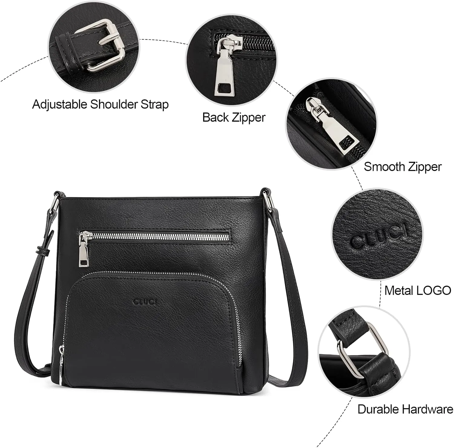 CLUCI Crossbody Purse for Women Multi Pockets Bag Vegan Leather Small Shoulder Handbags Summer Travel Designer Vintage Ladies