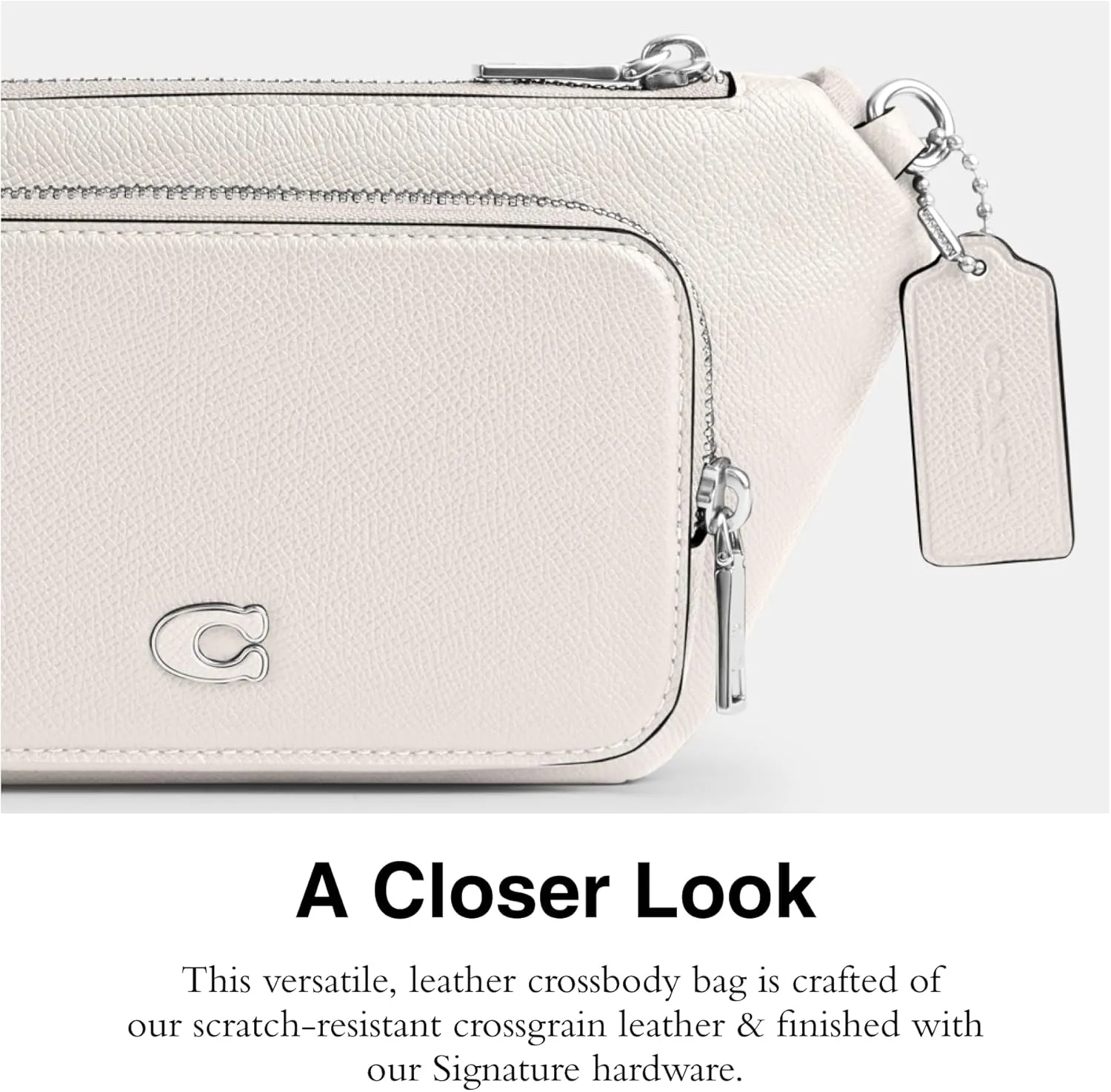 COACH Belt Bag in Crossgrain Leather, Chalk