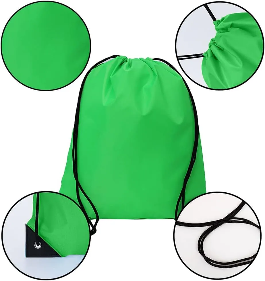 CODOBON 20 Pcs Drawstring Backpack Bulk Draw String Bags Cinch Polyester Bag for Gym Sport, Green