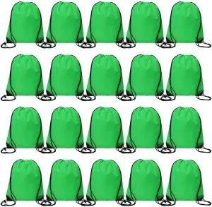CODOBON 20 Pcs Drawstring Backpack Bulk Draw String Bags Cinch Polyester Bag for Gym Sport, Green