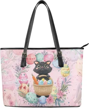 Coldinair Christmas Leather Tote Bag for Women with Zipper Large Shoulder Tote Bag Shopping Casual Travel Bag Handbag Purse