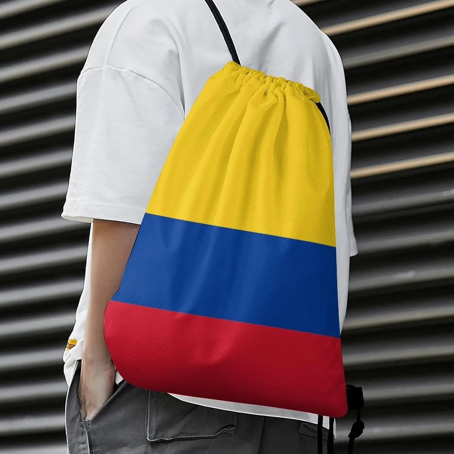 Colombian Flag Drawstring Backpack Sports Gym Sackpack Water Resistant String Bag for Women Men, 35*42cm, Style-1